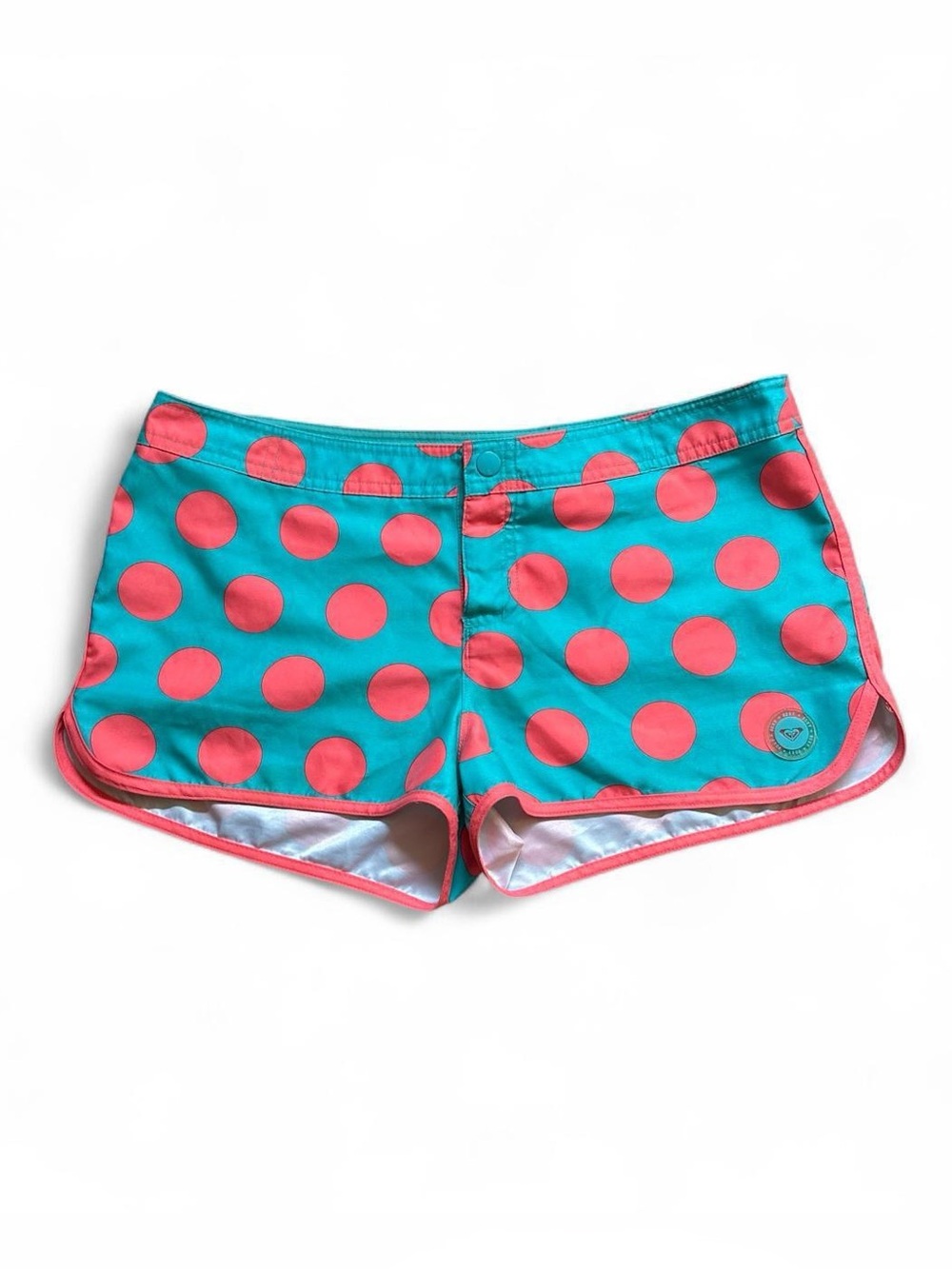 Vintage Roxy Boardshorts Teal Pink Polka Dot Swim Shorts Board Short Y2K Beach